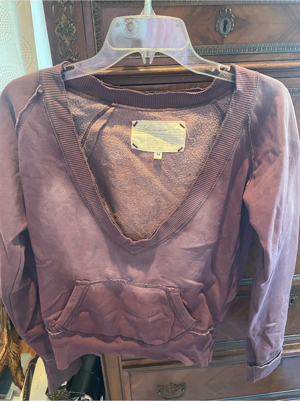 Splendid Plum V-Neck Pullover Sweatshirt